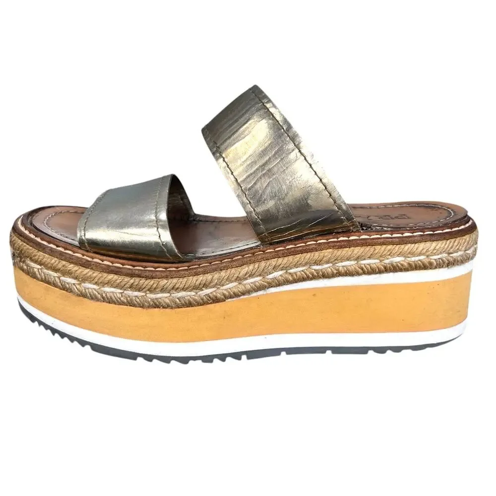 Prada Women’s Gold leather Platform Sandals Size 36 US 6 - Picture 4 of 10